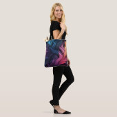 Abstracte kleurrijke veren tote bag (Op model)