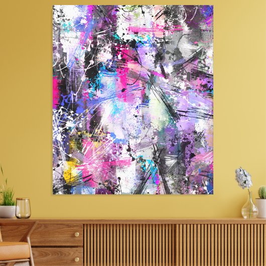 Abstracte kleurrijke verf canvas afdruk (Insitu (Woonkamer))