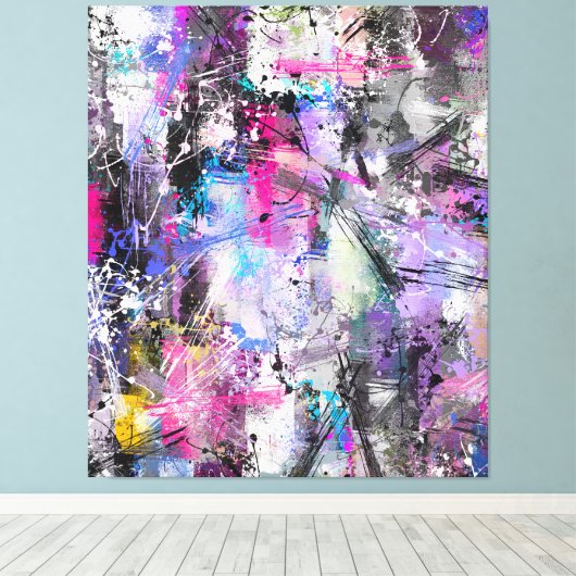 Abstracte kleurrijke verf canvas afdruk (Insitu (Houten vloer))