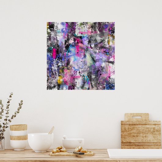Abstracte kleurrijke verf poster (Keuken)