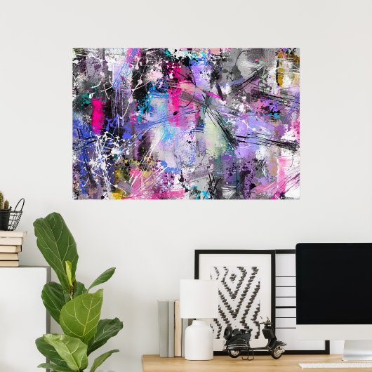 Abstracte kleurrijke verf poster (Thuiskantoor)