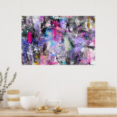 Abstracte kleurrijke verf poster (Keuken)