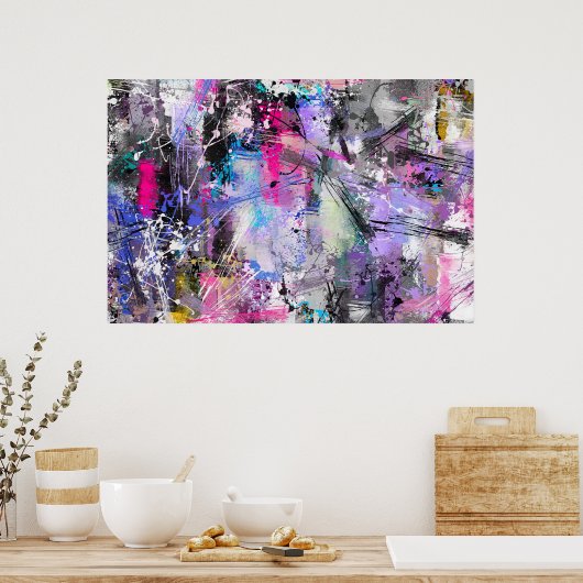 Abstracte kleurrijke verf poster (Keuken)