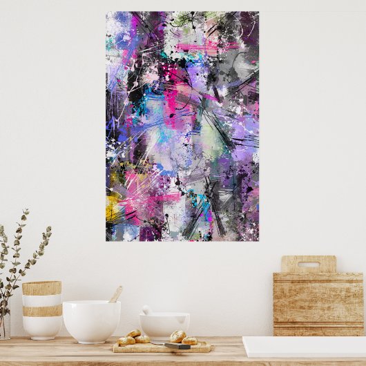 Abstracte kleurrijke verf poster (Keuken)