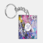 Abstracte kleurrijke verf sleutelhanger (Voorkant Links)