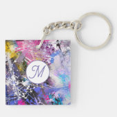 Abstracte kleurrijke verf sleutelhanger (Achterkant)