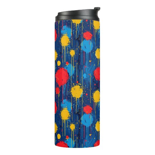 Abstracte kleurrijke verf Spletters Thermosbeker (Gedraaid links)