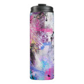 Abstracte kleurrijke verf thermosbeker (Voorkant)