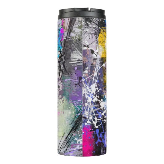 Abstracte kleurrijke verf thermosbeker (Achterkant)
