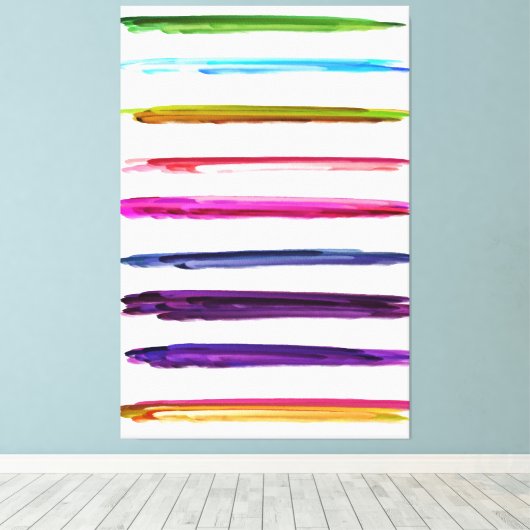 Abstracte kleurrijke verfpenseelstreken canvas afdruk (Insitu (Houten vloer))