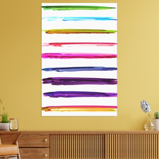 Abstracte kleurrijke verfpenseelstreken canvas afdruk (Insitu (Woonkamer))