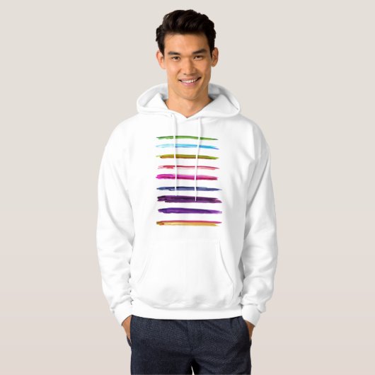 Abstracte kleurrijke verfpenseelstreken hoodie (Voorkant volledig)