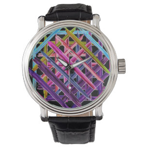 Abstracte kleurrijke verfpenseelstreken horloge