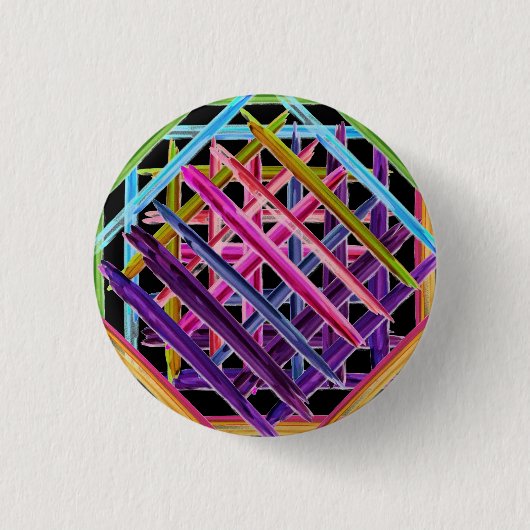 Abstracte kleurrijke verfpenseelstreken ronde button 3,2 cm (Voorkant)
