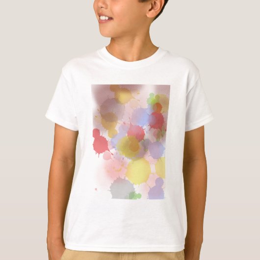 Abstracte kleurrijke verfspatten t-shirt (Voorkant)