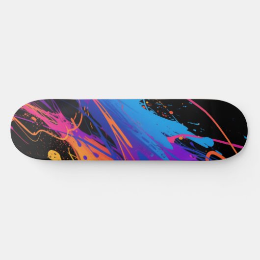 Abstracte kleurrijke verfspetterachtergrond persoonlijk skateboard (Horizontaal)