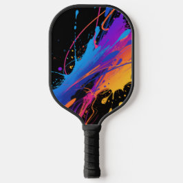 Abstracte kleurrijke verfspetterachtergrond pickleball paddle