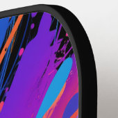 Abstracte kleurrijke verfspetterachtergrond pickleball paddle (Links Detail)