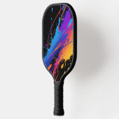 Abstracte kleurrijke verfspetterachtergrond pickleball paddle (Links)