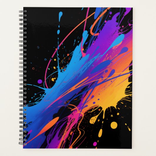 Abstracte kleurrijke verfspetterachtergrond planner (Voorkant)