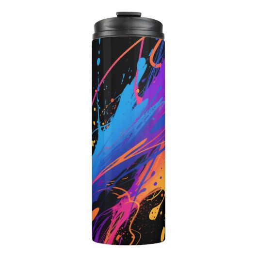 Abstracte kleurrijke verfspetterachtergrond thermosbeker (Voorkant)