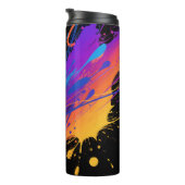 Abstracte kleurrijke verfspetterachtergrond thermosbeker (Geroteerd rechts)