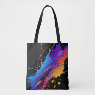 Abstracte kleurrijke verfspetterachtergrond tote bag