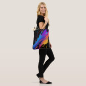 Abstracte kleurrijke verfspetterachtergrond tote bag (Op model)