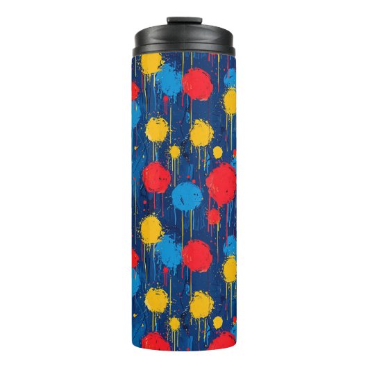 Abstracte Kleurrijke Verfspetters Thermosbeker (Voorkant)
