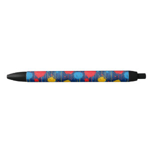 Abstracte Kleurrijke Verfspetters Zwarte Inkt Pen
