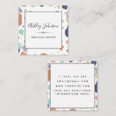 Abstracte kleurrijke verfstreken freelancer schrij vierkante visitekaartje (Voorkant / Achterkant)