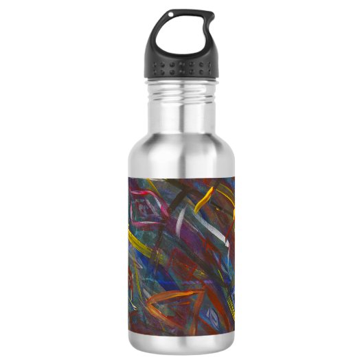 Abstracte kleurrijke "vierkanten" waterfles (Voorkant)
