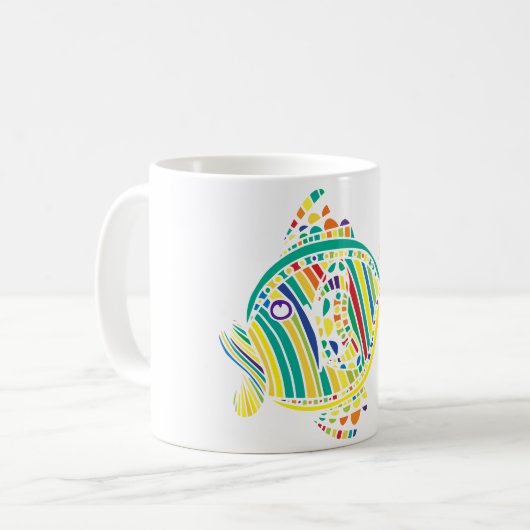 Abstracte Kleurrijke Vis Koffie Mok (Voorkant links)