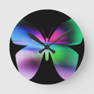 Abstracte Kleurrijke Vlinder Ronde Klok