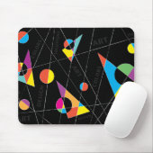 Abstracte kleurrijke vormen op zwarte achtergrond muismat (Met muis)