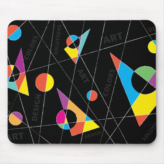 Abstracte kleurrijke vormen op zwarte achtergrond muismat (Voorkant)