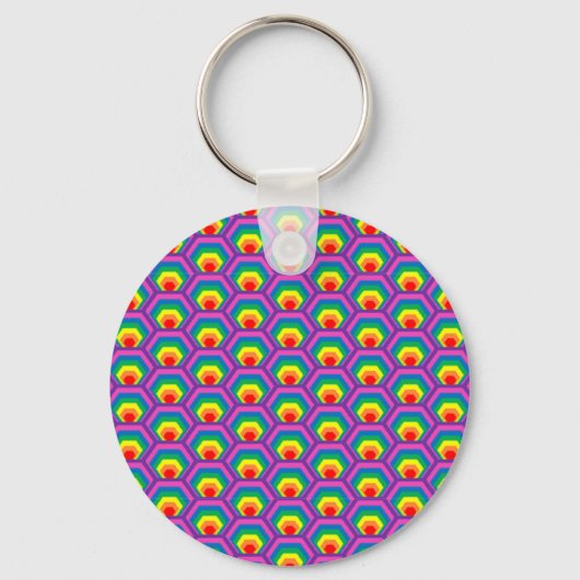 Abstracte kleurrijke vormen sleutelhanger (Voorkant)