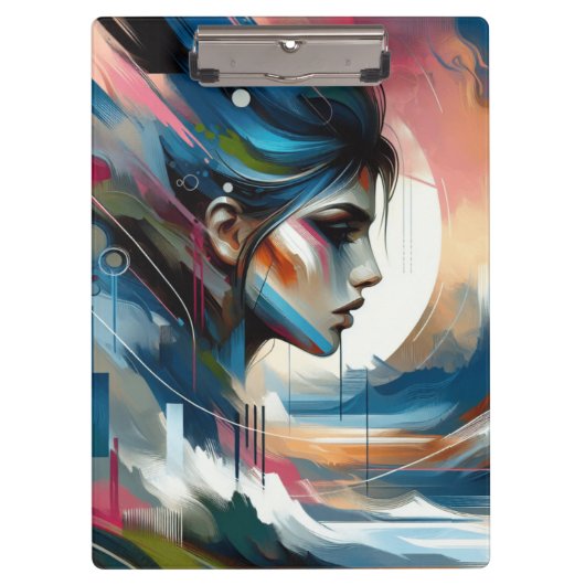 Abstracte kleurrijke vrouw gezicht muurdecoratie p klembord (Voorkant)