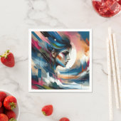 Abstracte kleurrijke vrouw gezicht muurdecoratie p servet (Insitu)