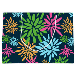 Abstracte Kleurrijke Vuurwerkbloemen Gift Bag Groot Cadeauzakje