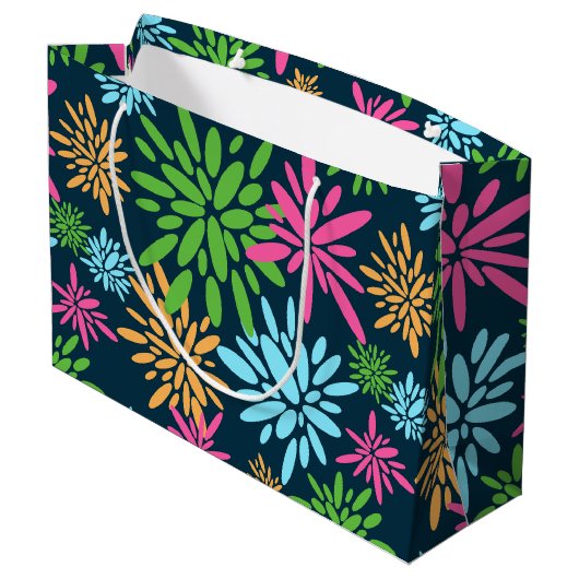 Abstracte Kleurrijke Vuurwerkbloemen Gift Bag Groot Cadeauzakje (Achterkant Gekanteld)