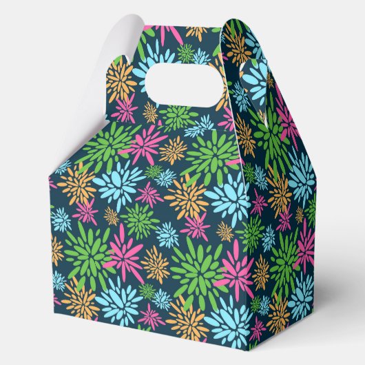 Abstracte kleurrijke vuurwerkbloemen gunstbox bedankdoosjes (Voorkant)