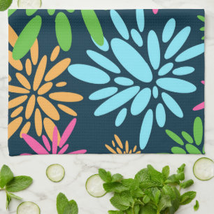 Abstracte Kleurrijke Vuurwerkbloemen Keukenhanddoe Theedoek