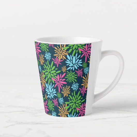 Abstracte Kleurrijke Vuurwerkbloemen Latte Mok (Rechts)