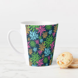 Abstracte Kleurrijke Vuurwerkbloemen Latte Mok
