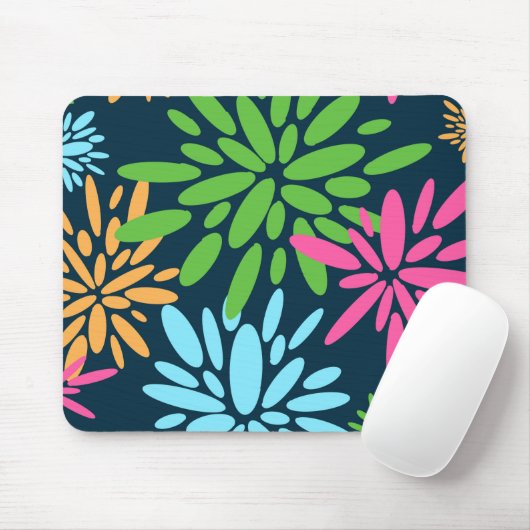 Abstracte Kleurrijke Vuurwerkbloemen Mousepad Muismat (Met muis)
