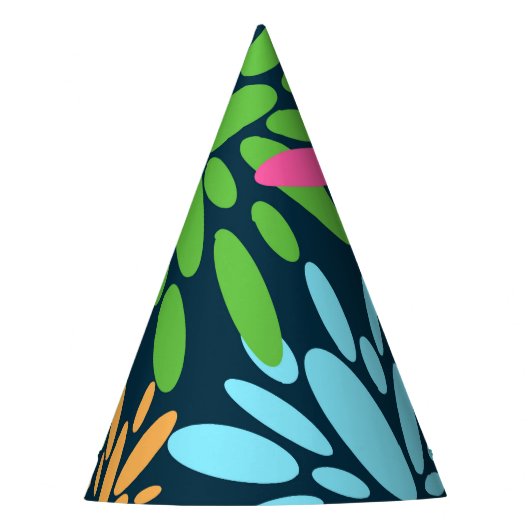 Abstracte kleurrijke vuurwerkbloemen Party Pet Feesthoedjes (Voorkant)