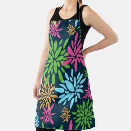 Abstracte Kleurrijke Vuurwerkbloemen Print Schort