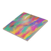 Abstracte kleurrijke wasacrylicaties Roze Blauwgro Tegeltje (Zijkant)