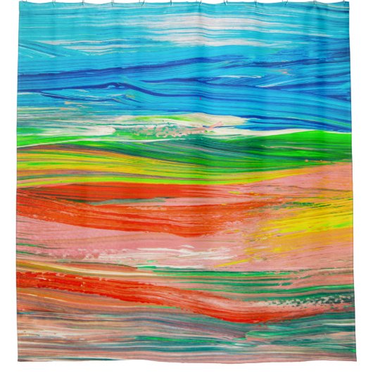 Abstracte kleurrijke waterverf douchegordijn (Voorkant)